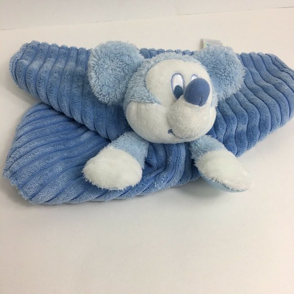 Disney My First Mickey Mouse Blue Plush Lovey Security Blanket Rattle Corduroy - Picture 8 of 12